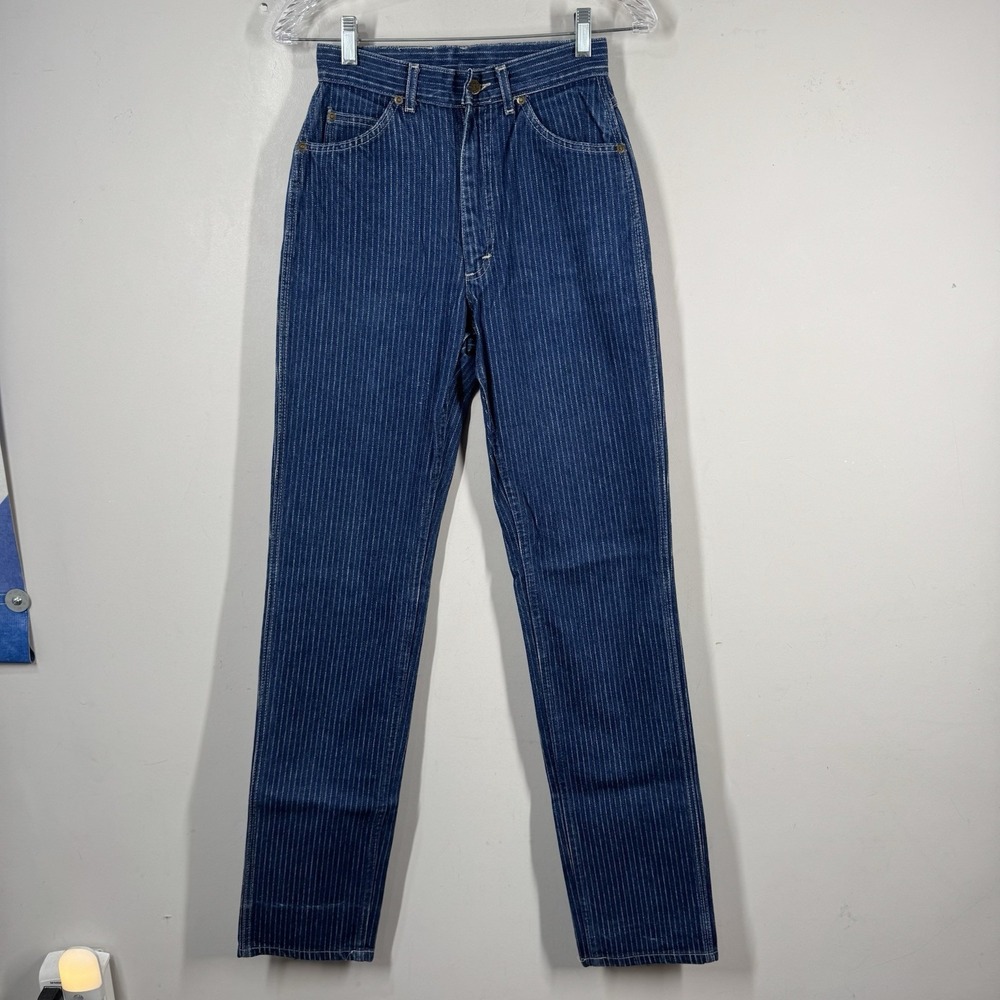 Vintage Lee Riders Striped Jeans Womens 26"x35"Union Made In USA Railroad Mom
